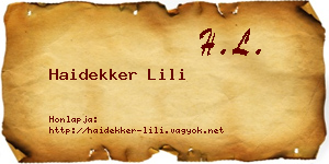 Haidekker Lili névjegykártya